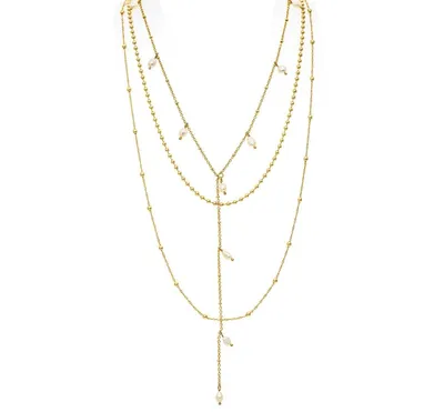Layered Pearl + Bead Chain Necklace Set