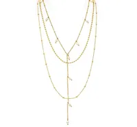Layered Pearl + Bead Chain Necklace Set
