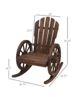 Outsunny Adirondack Rocking Chair with Slatted Design and Oversize Back for Porch, Poolside, or Garden Lounging, Brown