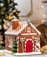 9.5" Ceramic Lit Gingerbread House Cookie Jar