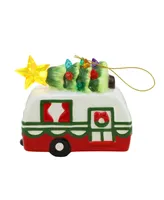 4.5" Ceramic Retro Vehicle Ornaments, Set of 2