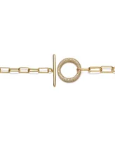 Rachel Glauber Teens 14K Gold Plated with Cubic Zirconia Double Entwined Cable Chain Bracelet