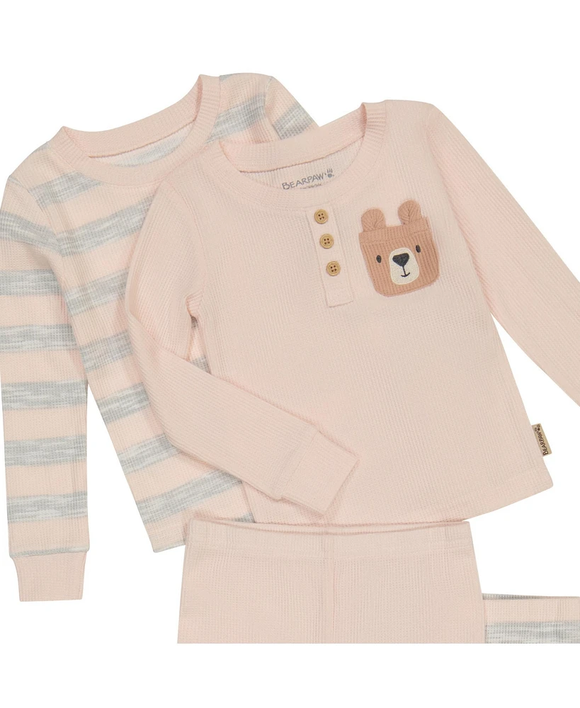 Infant Girls 4-Piece Mix n Match Long Sleeve Top and Jogger Pants Waffle Pajama Set
