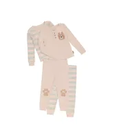 Toddler Girls 4-Piece Mix n Match Long Sleeve Top and Jogger Pants Waffle Pajama Set
