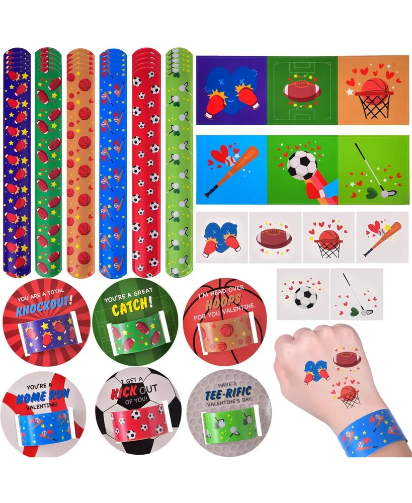 Kids Valentines Day Cards with Slap Bracelets and Stickers