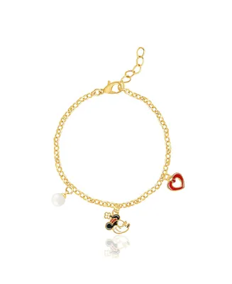 Disney Minnie Mouse Charm Bracelet 6.5" + 1" - Official License Gold Plated 100th Anniversary Limited Edition Bracelet
