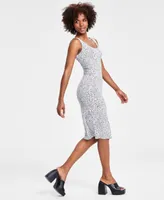 Bar Iii Women's Printed Scoop-Neck Sleeveless Jersey Dress, Created for Macy's