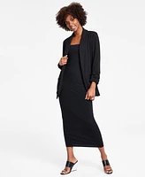 Bar Iii Women's Notch-Lapel Ruched-Sleeve Open-Front Blazer, Created for Macy's