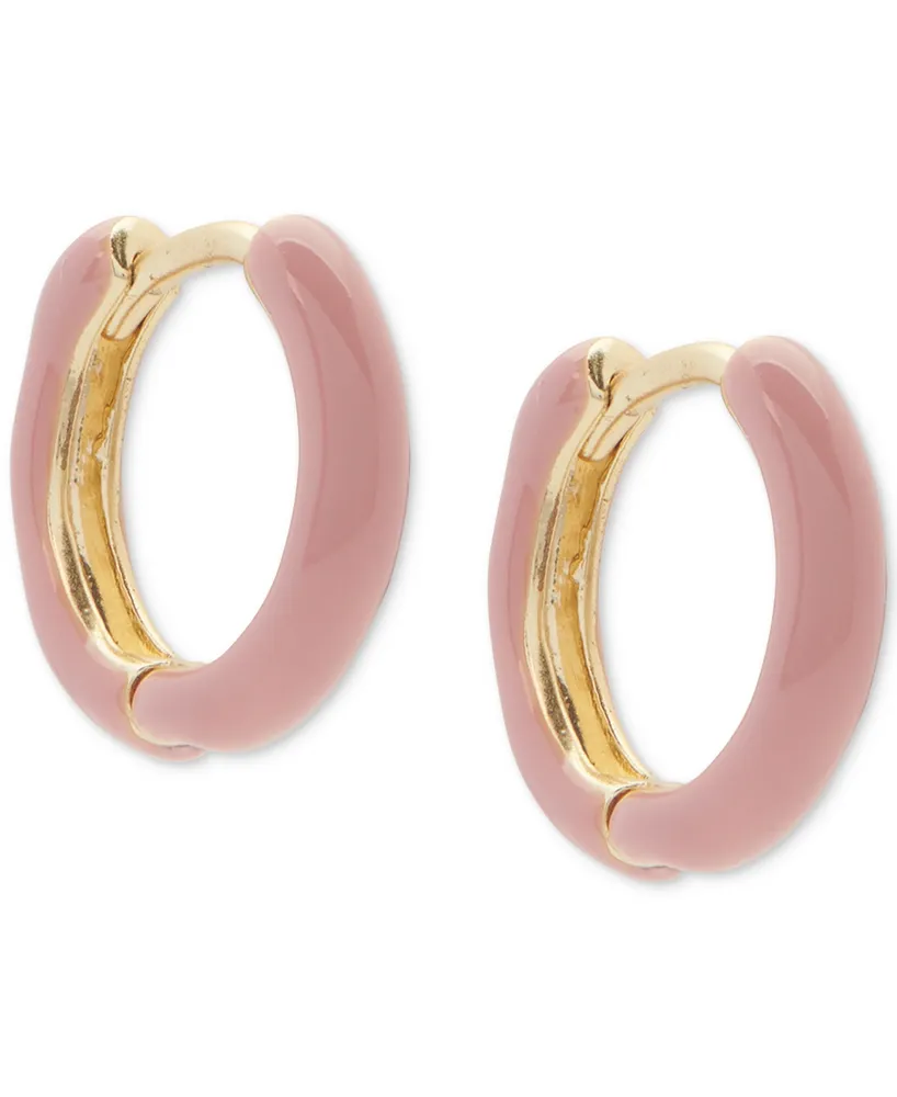 Lucky Brand Gold-Tone Mauve Enamel Hoop Earrings Set