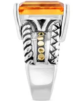 Effy Citrine Statement Ring (12 ct. t.w.) in Sterling Silver & 18k Gold-Plate