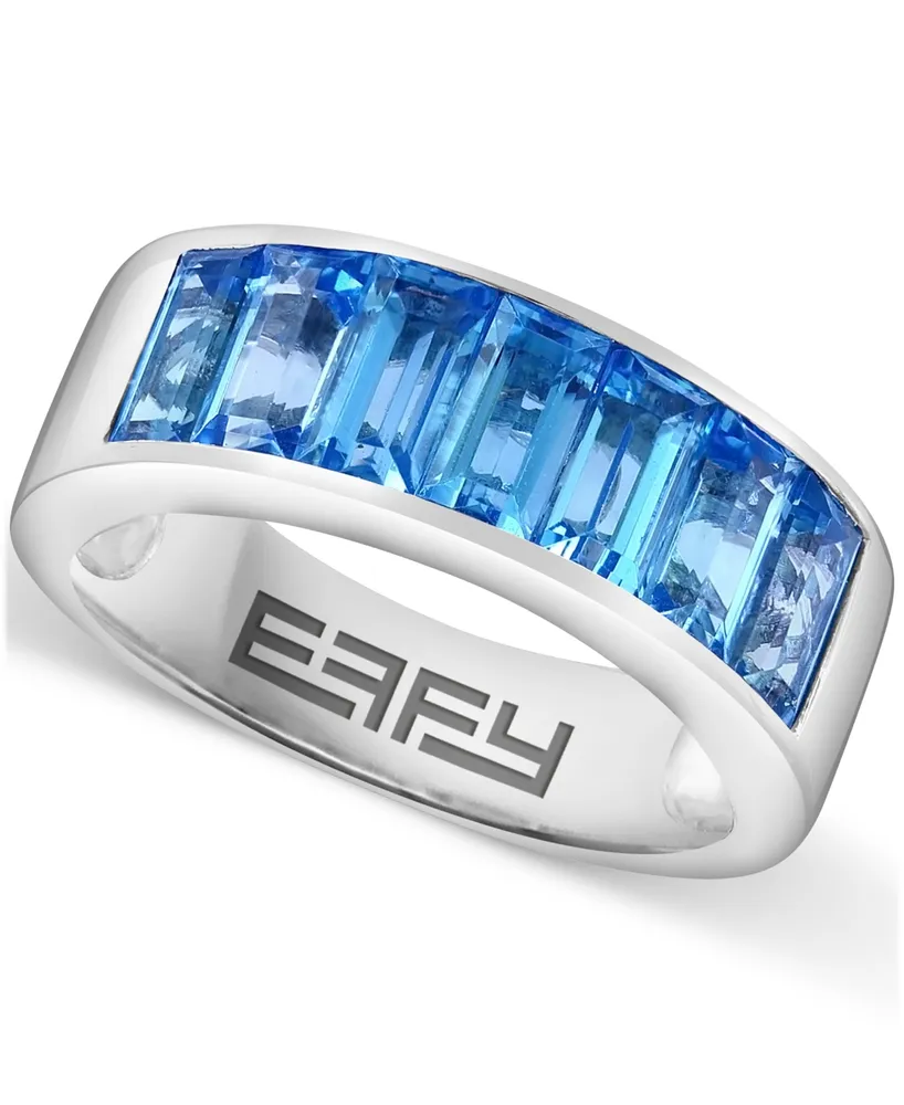 Effy Blue Topaz Emerald-Cut Statement Ring (4 ct. t.w.) in Sterling Silver