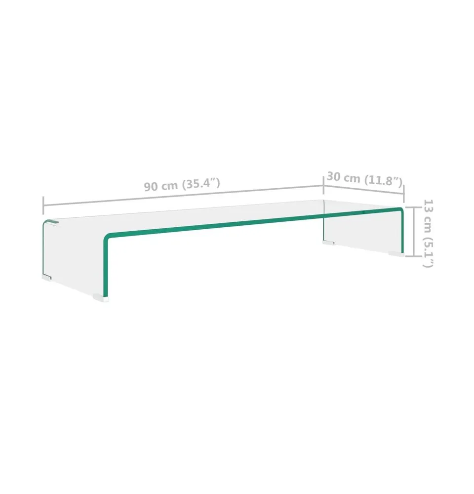 vidaXL Tv Stand/Monitor Riser Glass Clear 35.4"x11.8"x5.1"