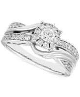 Diamond Halo Twist Engagement Ring (1/2 ct. t.w.) in 14k White Gold