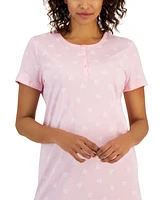 Charter Club Women's Cotton Printed Henley Sleepshirt, Created for Macy's