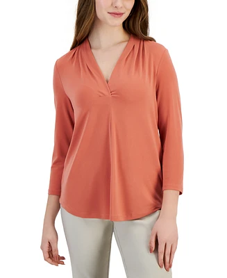 Jm Collection Petite Solid Ity Top