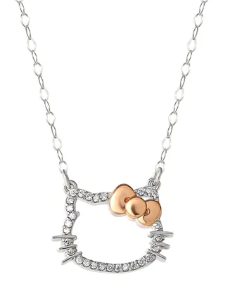 Hello Kitty Diamond Silhouette Pendant Necklace (1/20 ct. t.w.) in 10k White & Rose Gold, 16" + 2" extender
