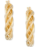 Polished Open Weave Small Hoop Earrings in 14k Gold, 25mm