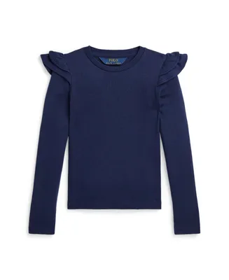 Polo Ralph Lauren Toddler and Little Girls Ruffled Cotton-Modal Long-Sleeve T-shirt