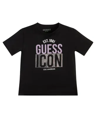 Guess Big Girls Rhinestone Logo Short Sleeves T-shirt