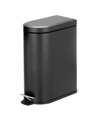 mDesign Steel Metal D-Shape Step Trash Can for Bathroom