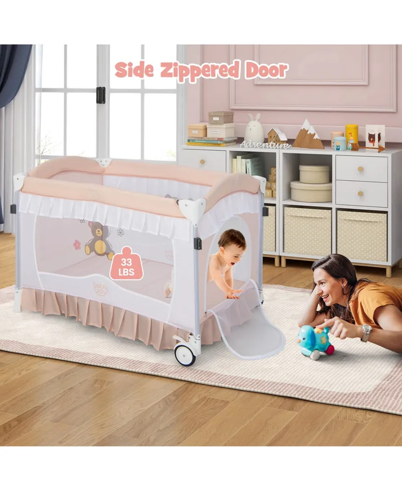 Portable Baby Playpen Crib Cradle Bassinet Changing Pad Mosquito Net Toys w Bag