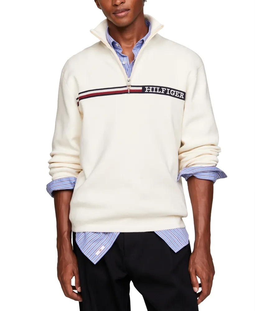 Tommy Hilfiger Men's Stripe Quarter-Zip Sweater | Hawthorn Mall