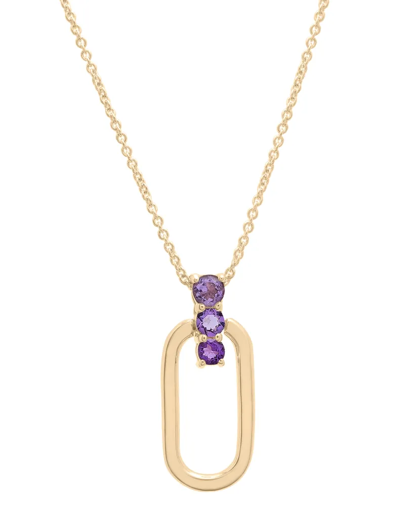 Amethyst Graduated Oval 18" Pendant Necklace (1/5 ct. t.w.) in 14k Gold-Plated Sterling Silver