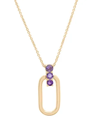 Amethyst Graduated Oval 18" Pendant Necklace (1/5 ct. t.w.) in 14k Gold-Plated Sterling Silver