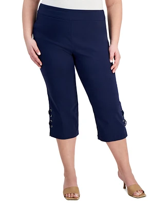 Jm Collection Plus Side Lace-Up Capri Pants, Created for Macy's