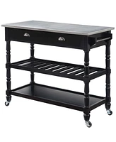 Convenience Concepts French Country 45" Medium Density Fiberboard (Mdf) 3 Tier Stainless Steel Kitchen Cart
