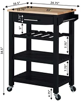 Convenience Concepts Ellaine 24.75" Wood Butcher Block Kitchen Cart