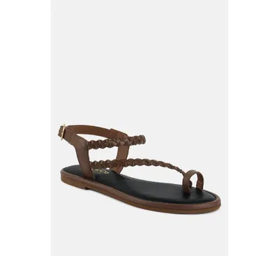 Stallone Womens Braided Flat Sandals