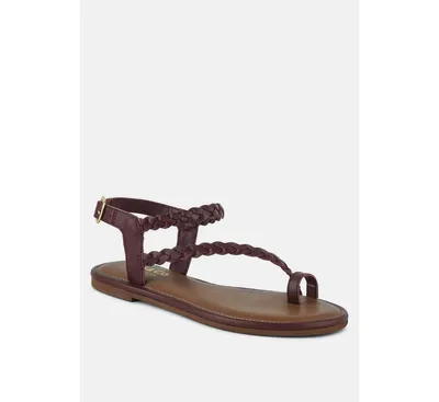 Stallone Womens Braided Flat Sandals