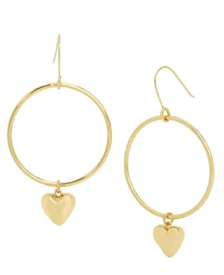 Robert Lee Morris Soho Gold-Tone Puffy Heart Hoop Earrings