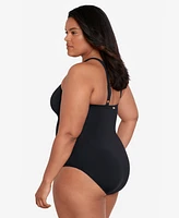 Lauren Ralph Plus Tummy-Control High-Neck One-Piece Swimsuit