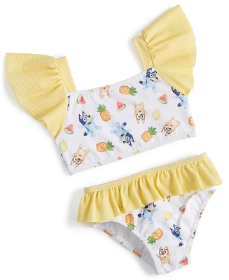 Bluey Toddler Girls Printed Swimsuit, 2 Piece Set