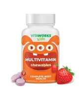 VitaWorks Kids Multivitamin with Iron & Minerals Chewable Tablets - Complete Body Health - Tasty Natural Fruit Flavor