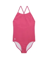 Polo Ralph Lauren Big Girls Stretch Jacquard One-Piece Swimsuit