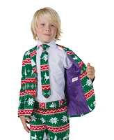 OppoSuits Little Boys Festive Christmas Party Outfit Including Blazer, Pants and Tie Suit Set