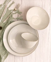 Euro Ceramica Neree 16 Piece Double Bowl Stoneware Reactive Glaze Dinnerware Set, Service for 4