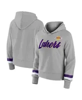 Women's Fanatics Heather Gray Los Angeles Lakers Halftime Pullover Hoodie
