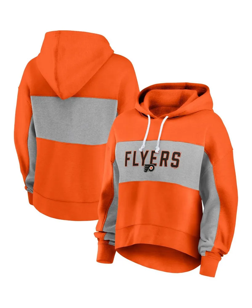 Women's Fanatics Orange Philadelphia Flyers Filled Stat Sheet Pullover Hoodie