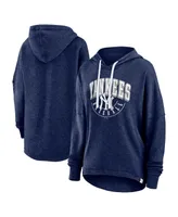 Women's Fanatics Heather Navy Distressed New York Yankees Luxe Pullover Hoodie