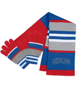 Women's Wear by Erin Andrews Chicago Cubs Stripe Glove and Scarf Set
