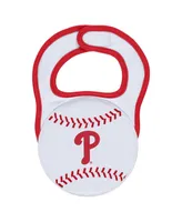 Newborn and Infant Boys Girls White Philadelphia Phillies Sleep Play Full-Zip Footed Jumper with Bib