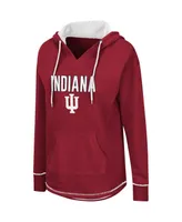 Women's Colosseum Crimson Indiana Hoosiers Tunic V-Neck Pullover Hoodie