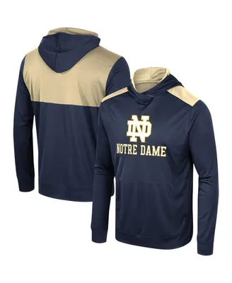 Men's Colosseum Navy Notre Dame Fighting Irish Warm Up Long Sleeve Hoodie T-shirt