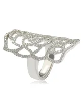 Suzy Levian Sterling Silver White Cubic Zirconia Knuckle Flower Ring