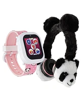 Playzoom V3 Girls White and Pink Silicone Smartwatch 42mm Gift Set