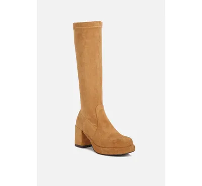 Morpin Womens Stretch Suede Calf Boots